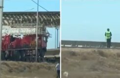 Перекрытие дороги в Актау из-за застрявшего грузовика